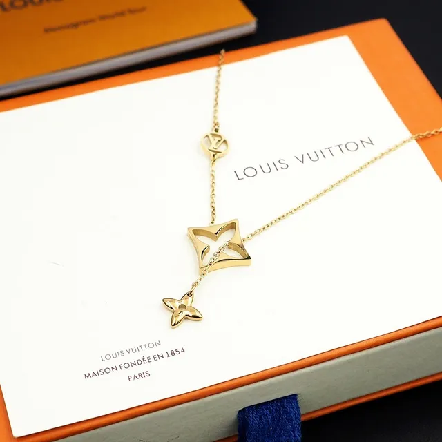 Louis Vuitton Star Necklace Gold Blue Chain Pendant Necklace 5