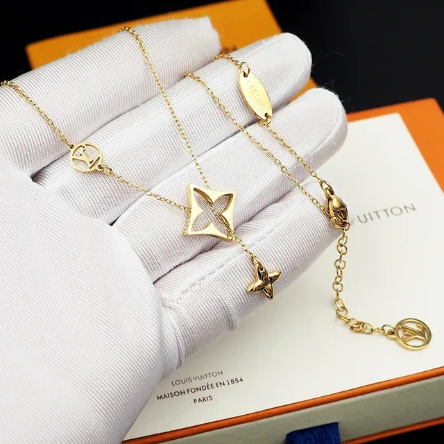 Louis Vuitton Star Necklace Gold Blue Chain Pendant Necklace 6