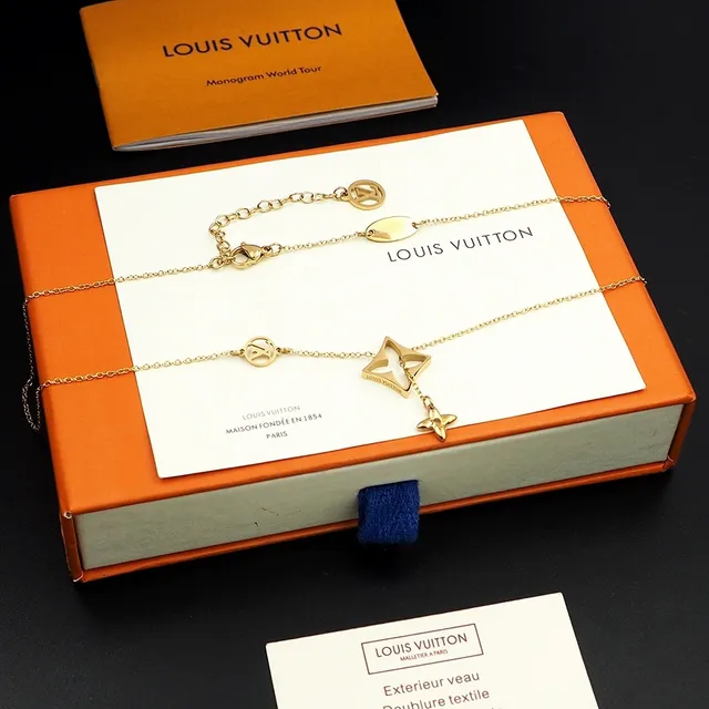 Louis Vuitton Star Necklace Gold Blue Chain Pendant Necklace 7