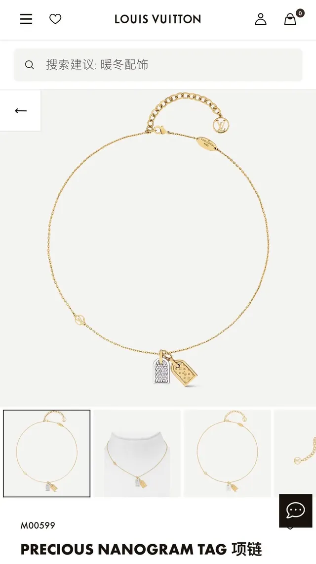 Louis Vuitton Tag Gold Silver Chain Dual Rectangular Pendants Necklace 2