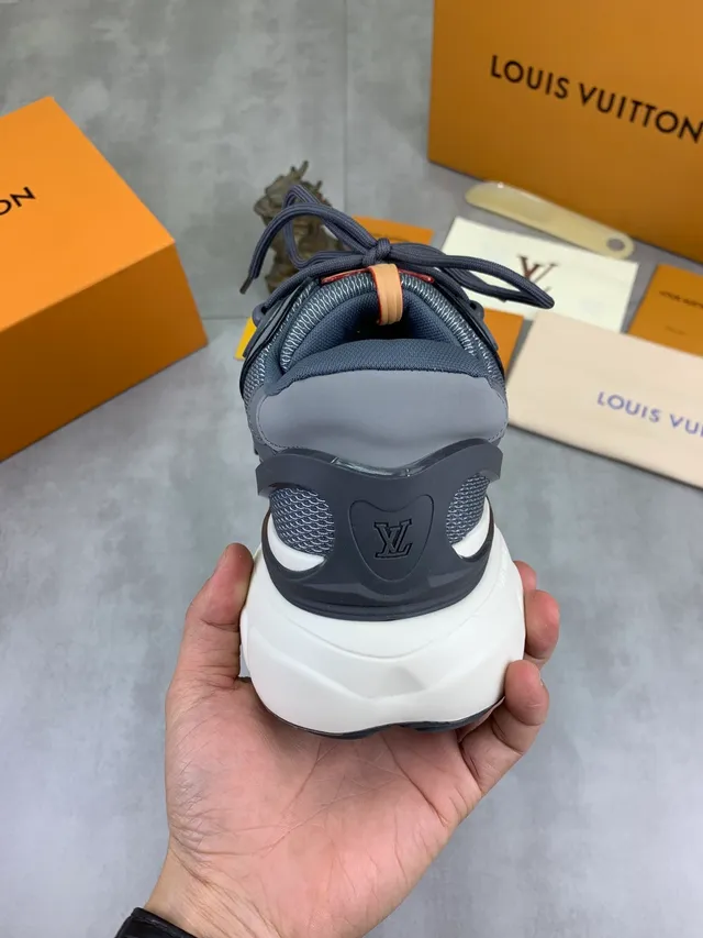 Louis Vuitton Trail Gray Navy and Tan Chunky Sneakers 3