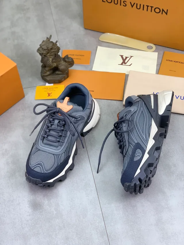 Louis Vuitton Trail Gray Navy and Tan Chunky Sneakers 5