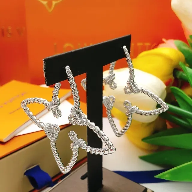 Louis Vuitton Twisted Rope Knot Triangular Hoop Earrings 4