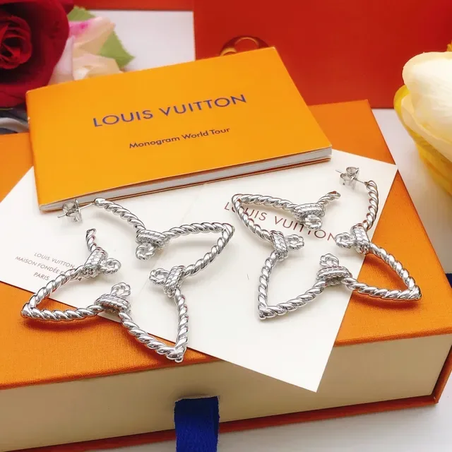 Louis Vuitton Twisted Rope Knot Triangular Hoop Earrings 8