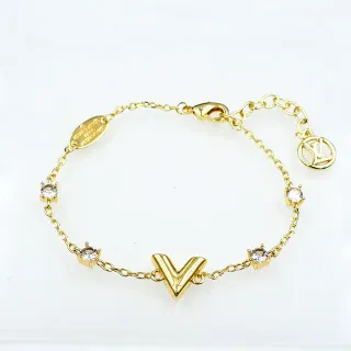 Louis Vuitton V Collection brazalete de cristal en tono dorado