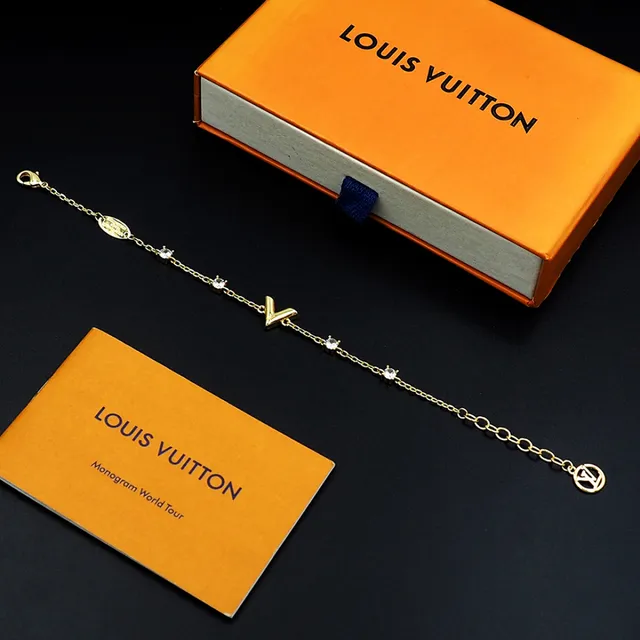 Louis Vuitton V Collection Gold-Tone Crystal Bracelet 2