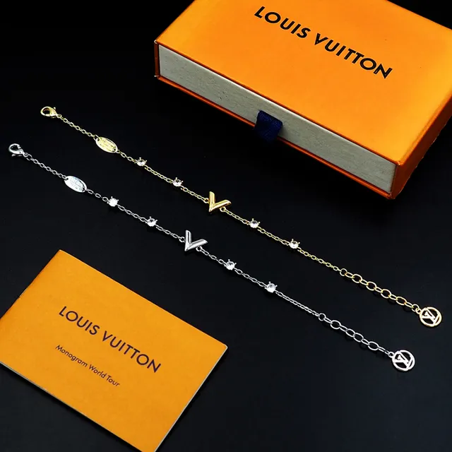 Louis Vuitton V Collection Gold-Tone Crystal Bracelet 4