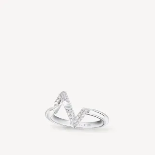 Louis Vuitton V Ring Pavé Diamond White Metal Ring