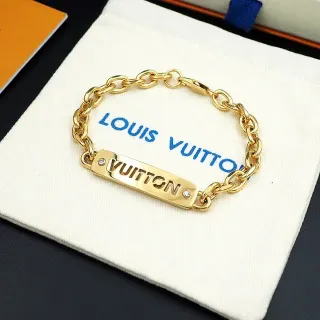 Louis Vuitton Vuitton Plaque Gold-Tone Chain Bracelet