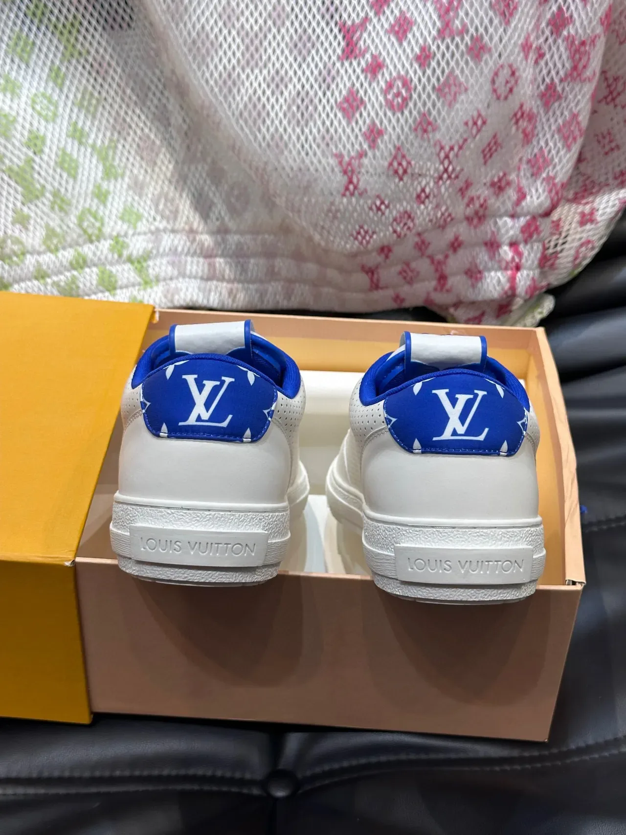 Louis Vuitton White and Blue Perforated Leather Lifestyle Sneakers 6