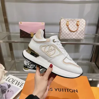 Louis Vuitton White Beige Leather Upper Contrast Panels Lifestyle Sneakers