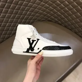Louis Vuitton branco preto high-top Monogram canvas toe cap tênis lifestyle