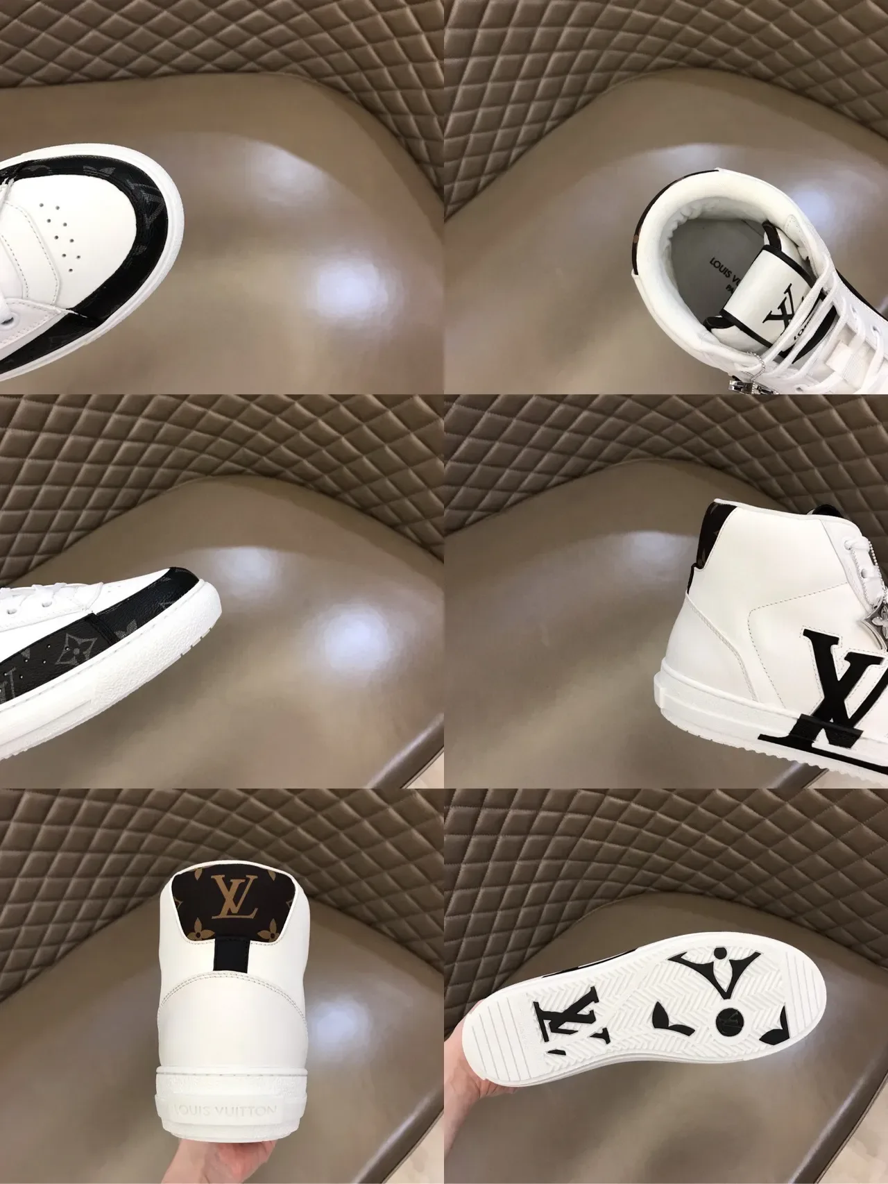 Louis Vuitton White Black High-Top Monogram Canvas Toe Cap Lifestyle Sneakers 2