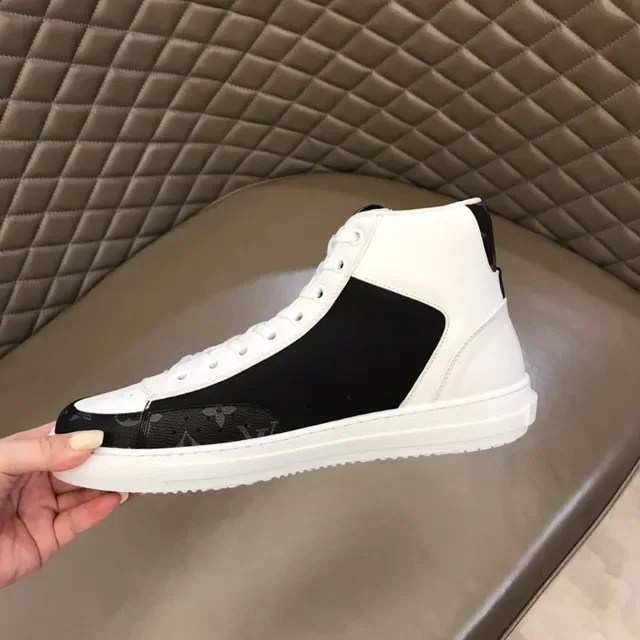Louis Vuitton White Black High-Top Monogram Canvas Toe Cap Lifestyle Sneakers 3