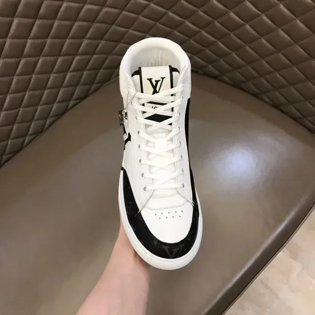 Louis Vuitton White Black High-Top Monogram Canvas Toe Cap Lifestyle Sneakers 4
