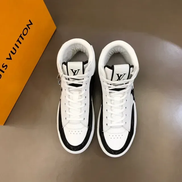 Louis Vuitton White Black High-Top Monogram Canvas Toe Cap Lifestyle Sneakers 9