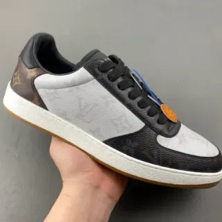 Louis Vuitton White Black Monogram Canvas Leather Overlays Lifestyle Sneakers