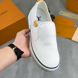 Louis Vuitton White Black Slip-On Upper Canvas Shoes