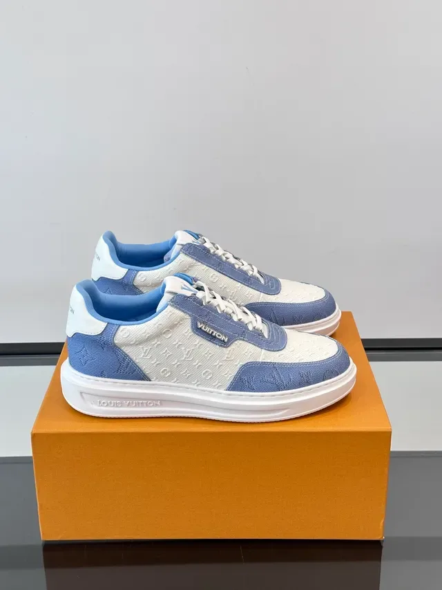 Louis Vuitton White Blue Monogrammed Canvas Color-Blocked Lifestyle Sneakers 1