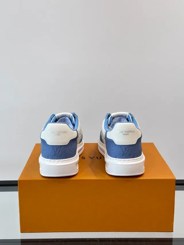 Louis Vuitton White Blue Monogrammed Canvas Color-Blocked Lifestyle Sneakers 3
