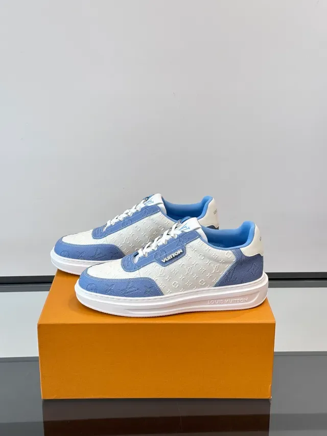 Louis Vuitton White Blue Monogrammed Canvas Color-Blocked Lifestyle Sneakers 5