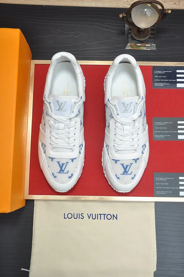 Louis Vuitton White Blue Monogrammed Mesh Leather Accents Lifestyle Sneakers 2