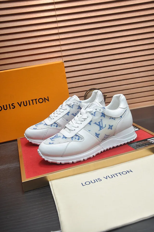 Louis Vuitton White Blue Monogrammed Mesh Leather Accents Lifestyle Sneakers 4