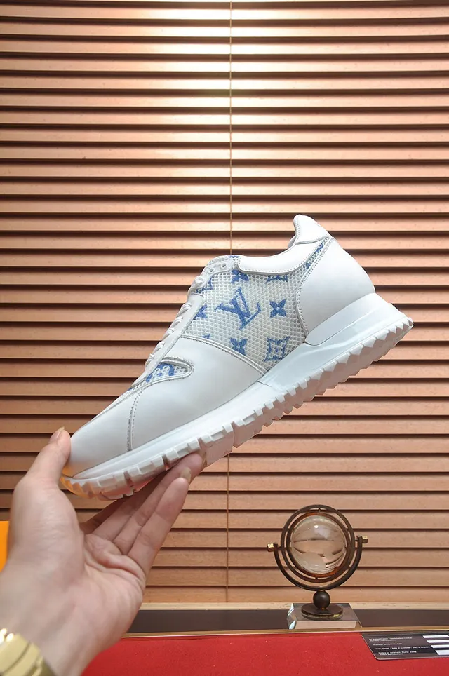 Louis Vuitton White Blue Monogrammed Mesh Leather Accents Lifestyle Sneakers 5