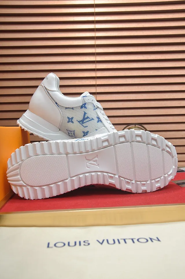 Louis Vuitton White Blue Monogrammed Mesh Leather Accents Lifestyle Sneakers 7