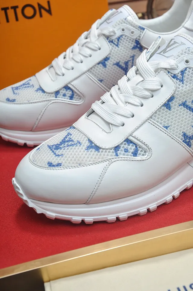 Louis Vuitton White Blue Monogrammed Mesh Leather Accents Lifestyle Sneakers 8