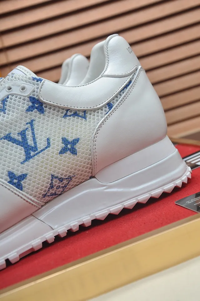 Louis Vuitton White Blue Monogrammed Mesh Leather Accents Lifestyle Sneakers 9