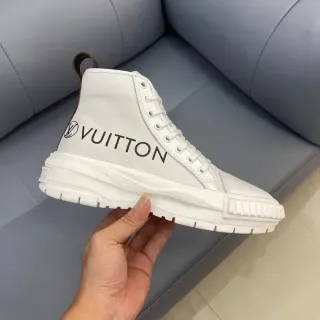 Louis Vuitton White Brown High-Top Canvas Upper Lifestyle Sneakers