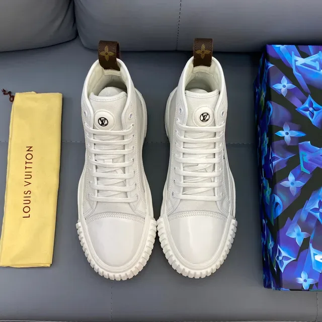 Louis Vuitton White Brown High-Top Canvas Upper Lifestyle Sneakers 9