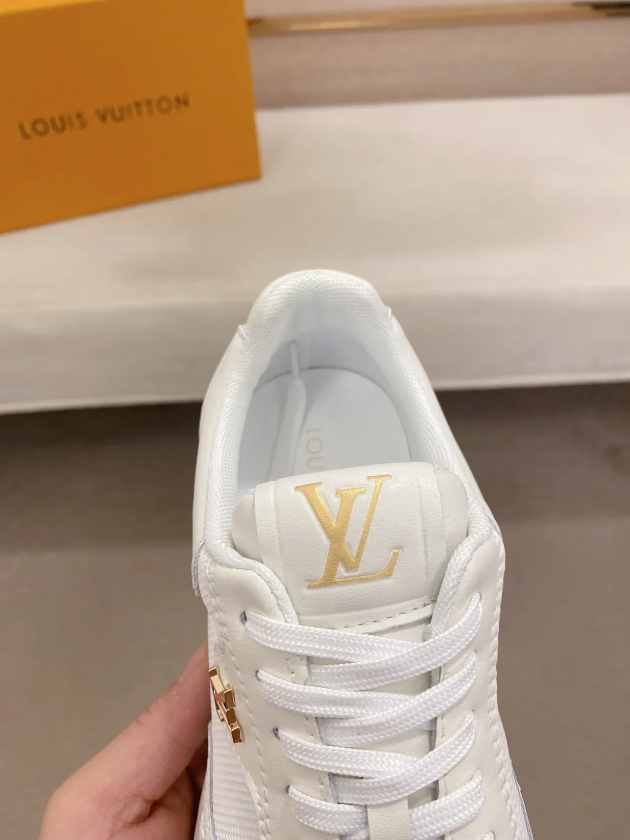 Louis Vuitton White Gold Monogram-Embossed Upper Sculpted Layered Midsole Lifestyle Sneakers 6