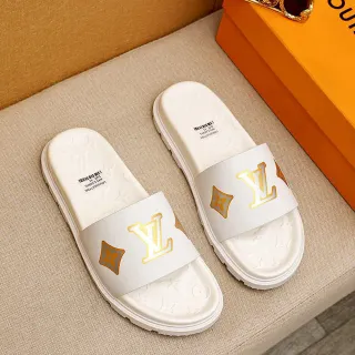 Louis Vuitton सफेद सोना Monogram स्लाइड स्लिपर्स