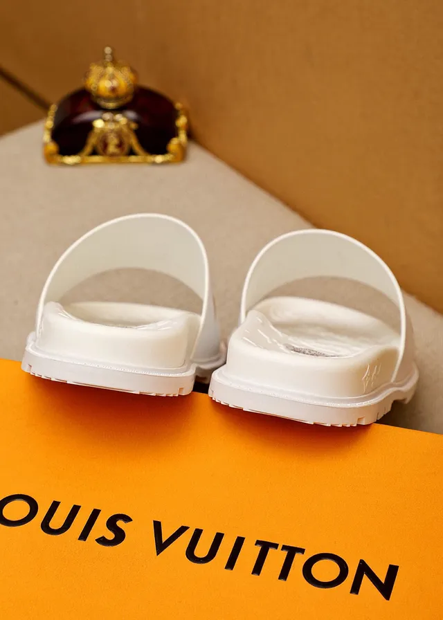 Louis Vuitton White Gold Monogram Slide Slippers 8