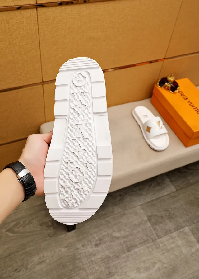 Louis Vuitton White Gold Monogram Slide Slippers 9