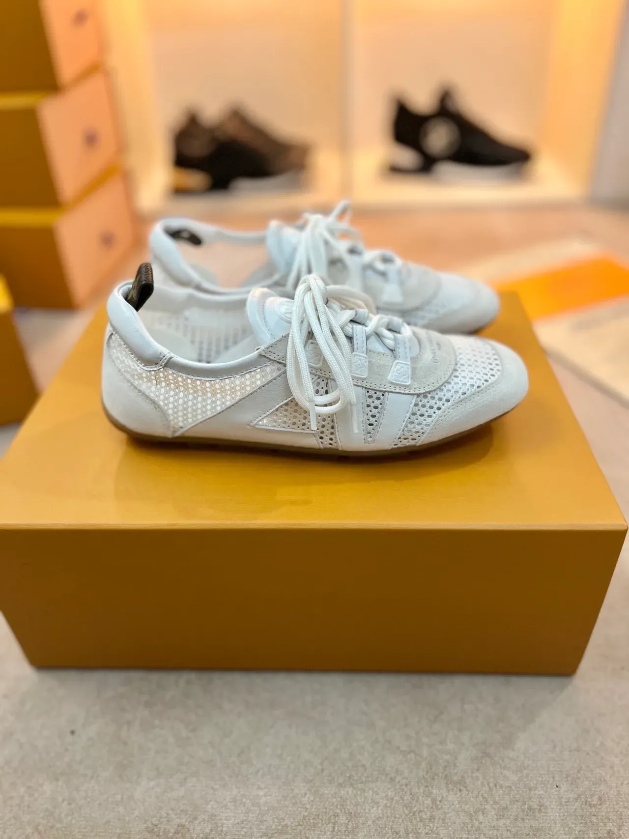 Louis Vuitton White Gray Perforated Mesh Suede Overlays Lifestyle Sneakers 4