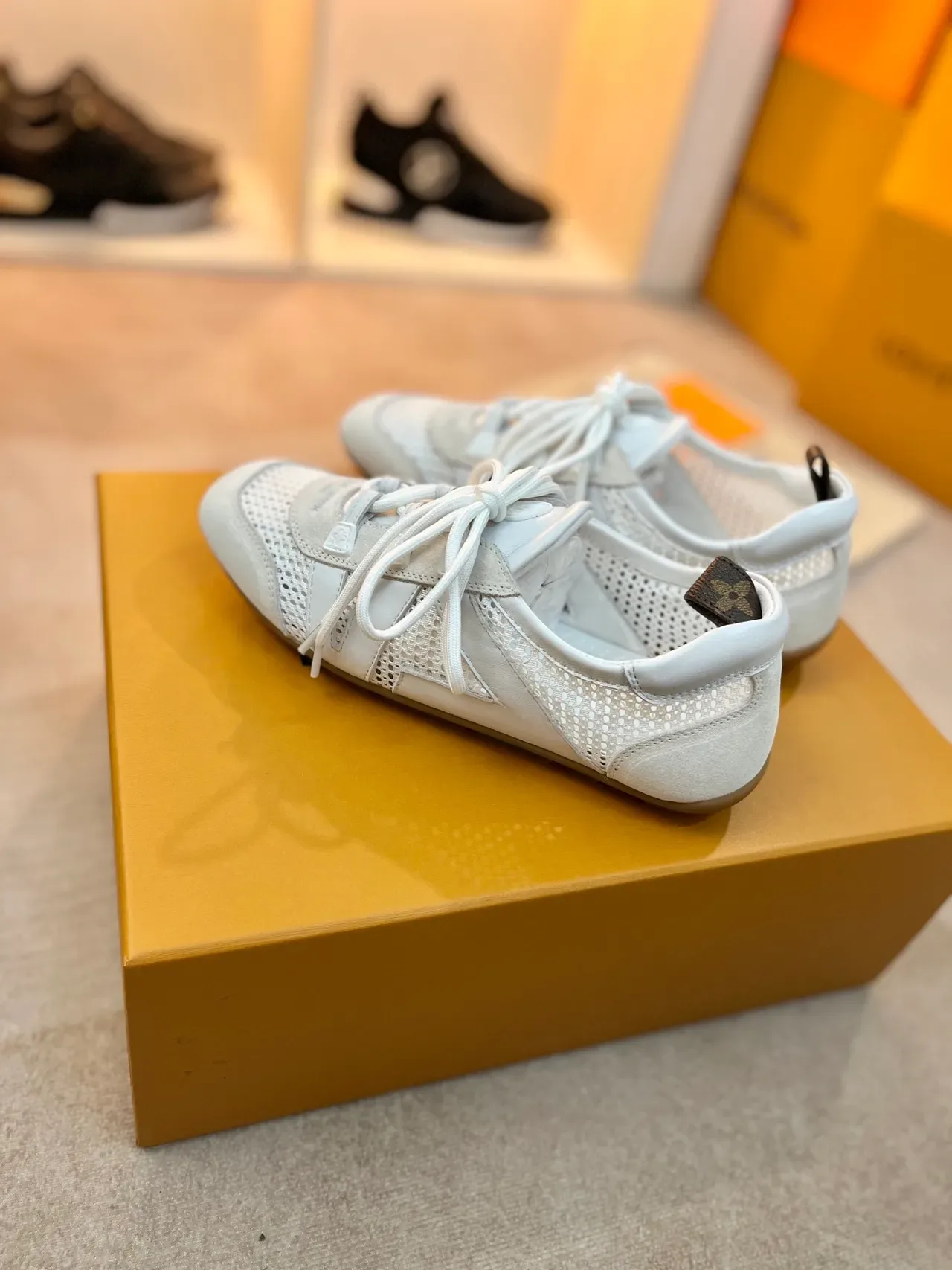 Louis Vuitton White Gray Perforated Mesh Suede Overlays Lifestyle Sneakers 5