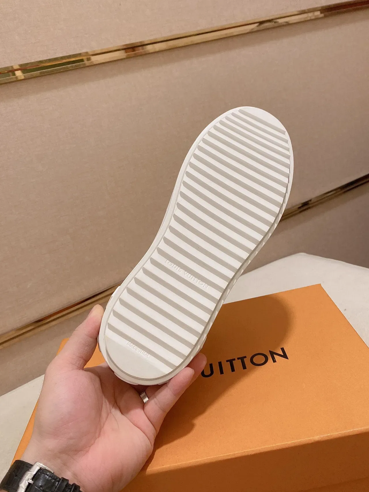Louis Vuitton White Navy Monogram-Printed Textile Upper Thick Platform Sole Lifestyle Sneakers 2