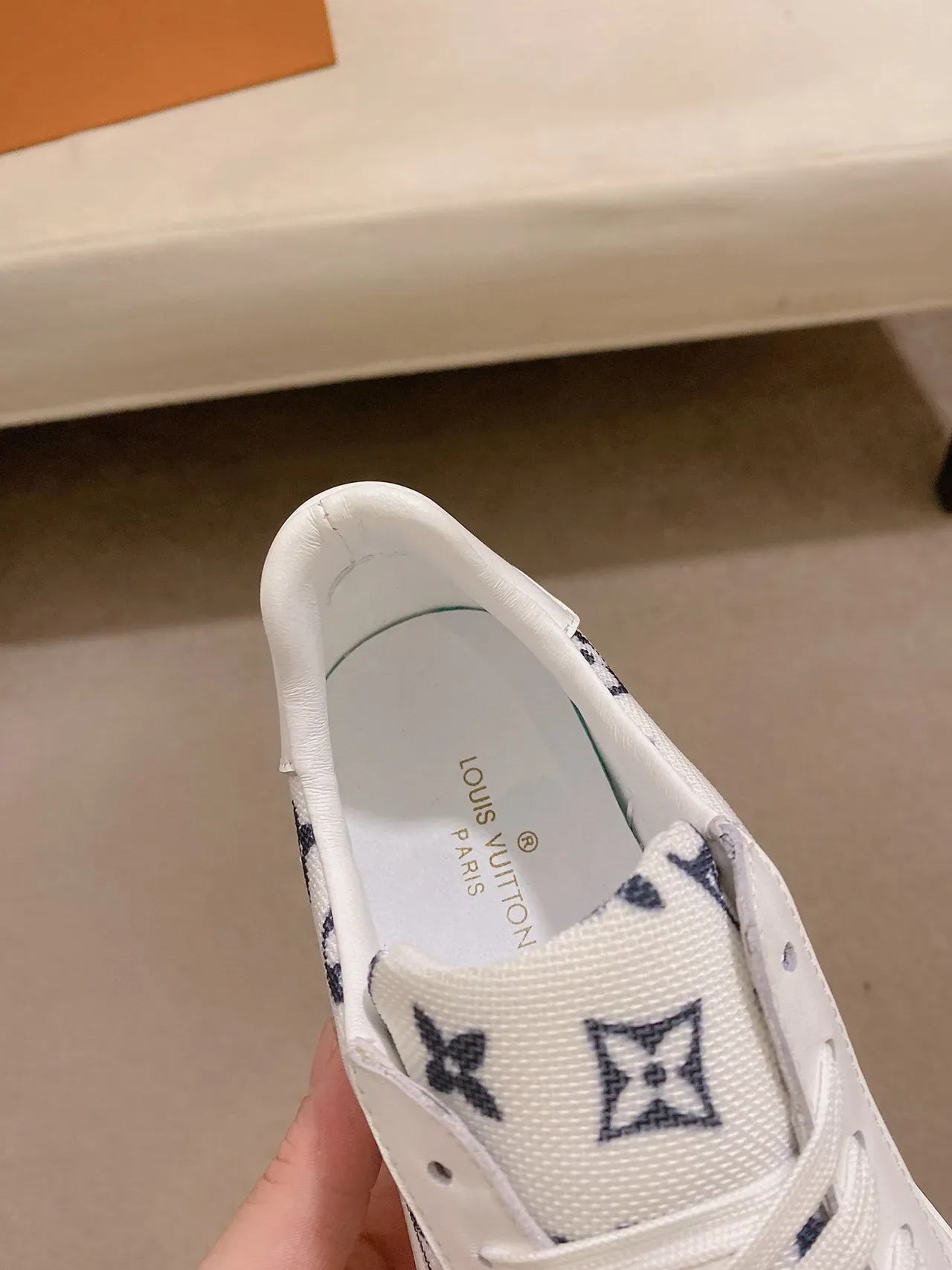 Louis Vuitton White Navy Monogram-Printed Textile Upper Thick Platform Sole Lifestyle Sneakers 5