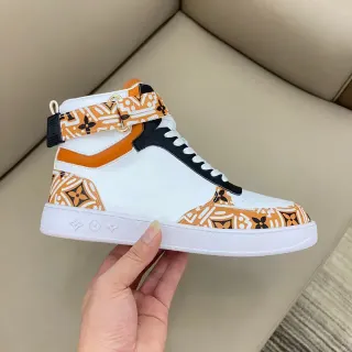 Louis Vuitton White Orange High-Top Monogram-Print Lifestyle Sneakers