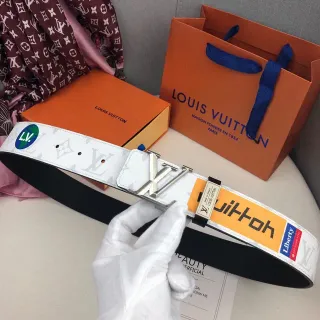 Louis Vuitton সাদা কমলা উল্টানো যায় মোনোগ্রাম-প্রিন্ট চামড়ার বেল্ট
