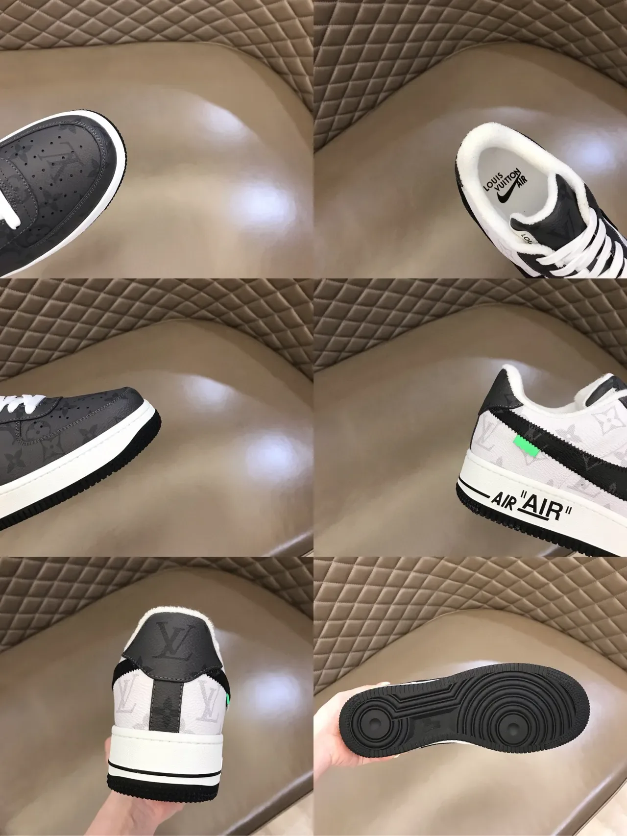 Louis Vuitton x Nike Air Force 1 Black and White Monogram Lifestyle Sneakers 2