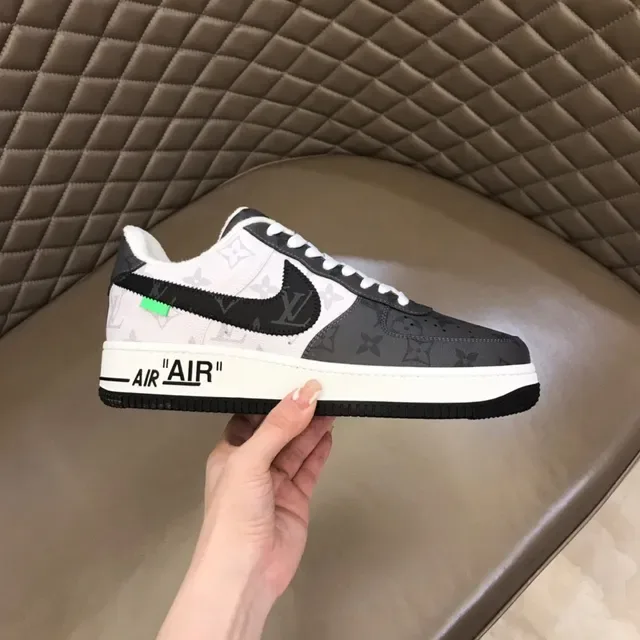 Louis Vuitton x Nike Air Force 1 Black and White Monogram Lifestyle Sneakers 5