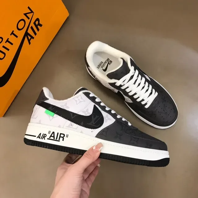 Louis Vuitton x Nike Air Force 1 Black and White Monogram Lifestyle Sneakers 7