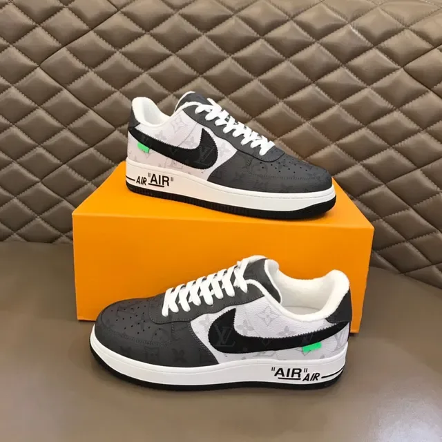Louis Vuitton x Nike Air Force 1 Black and White Monogram Lifestyle Sneakers 8