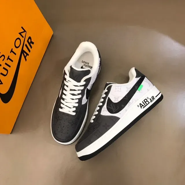 Louis Vuitton x Nike Air Force 1 Black and White Monogram Lifestyle Sneakers 9