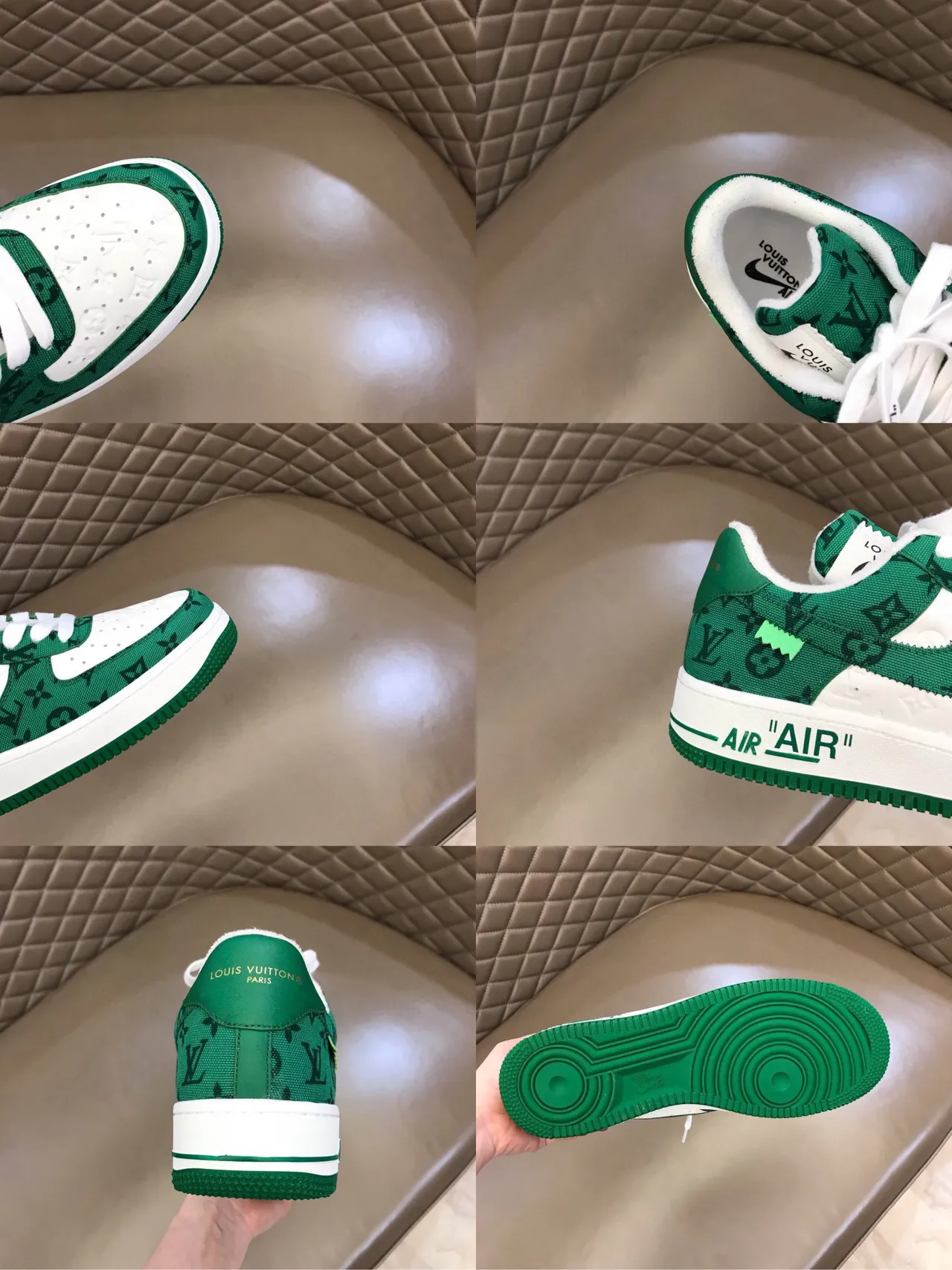 Louis Vuitton x Nike Air Force 1 Green Monogram Lifestyle Sneakers 2