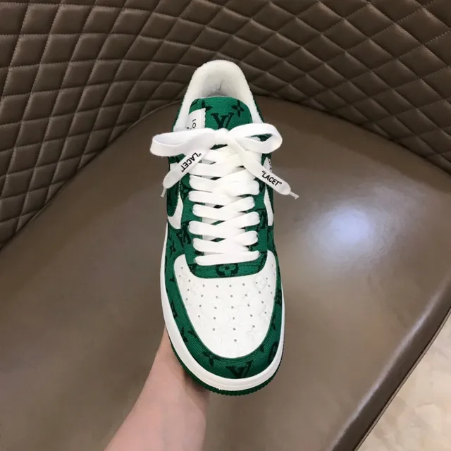Louis Vuitton x Nike Air Force 1 Green Monogram Lifestyle Sneakers 4